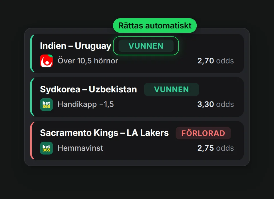 Mina spel: spelen rättas automatiskt.