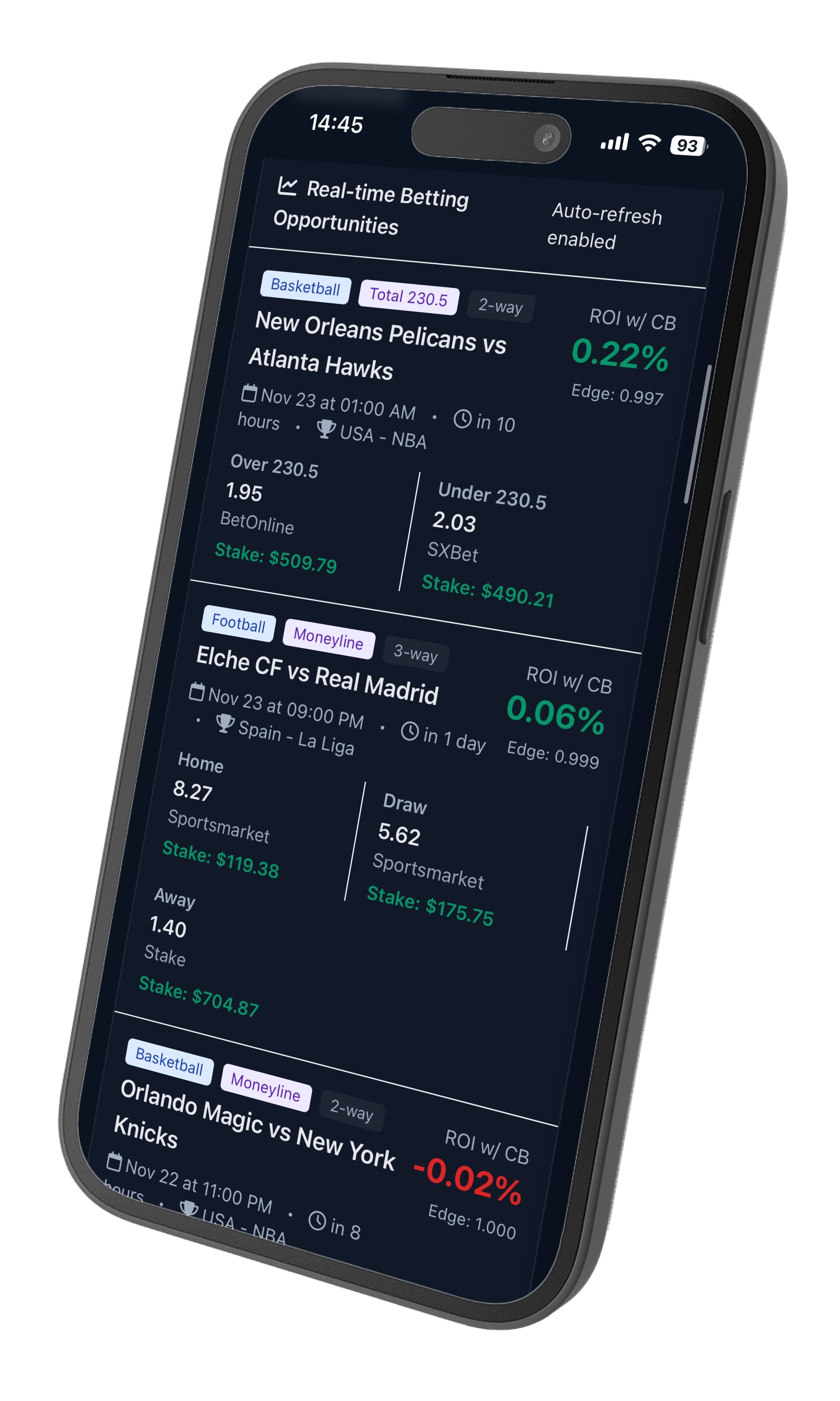 Crypto trading interface